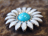 Western Screw Back Concho White Enamel Stone Floral Saddle Bling