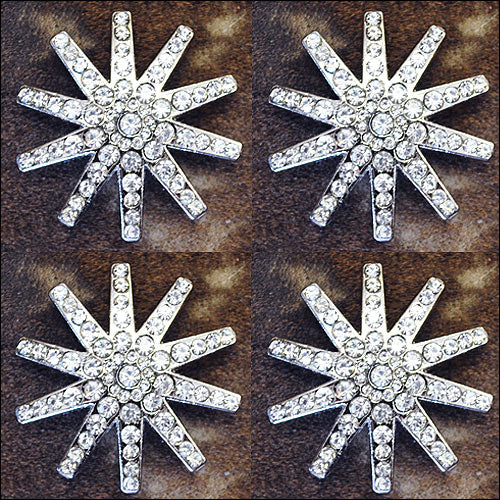 HILASON Western Screw Back Concho Clear Spur Bling Headstall Tack Cowgirl | Belt Slotted Conchos