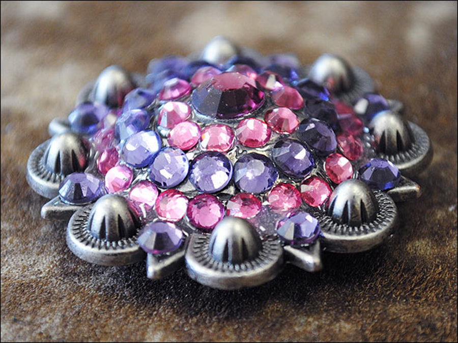 HILASON Western Screw Back Pink & Purple Rhinestone Crystal Bling Berry Concho