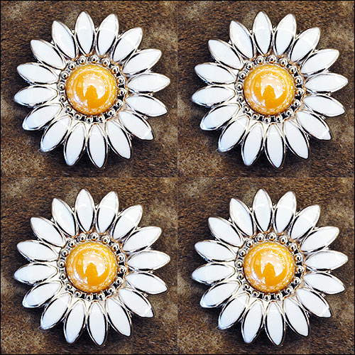 HILASON Western Screw Back Concho 1.25 In Orange White Floral Saddle Cowgirl | Belt Slotted Conchos