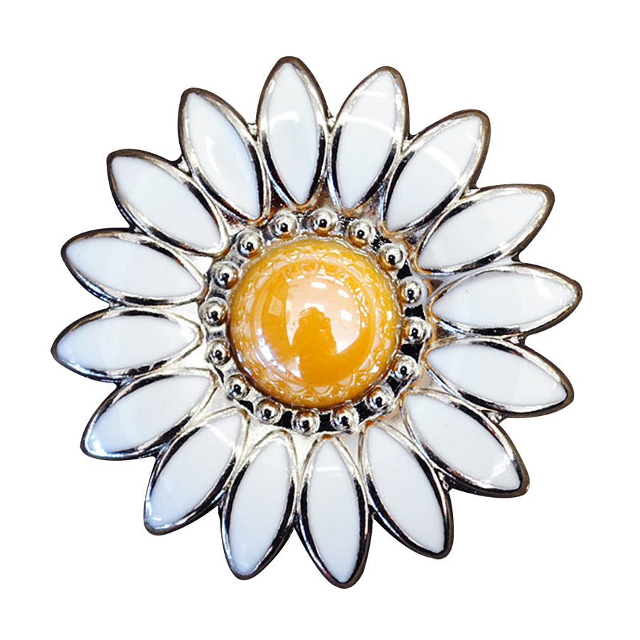 Set Of 4 Western Screw Back Concho 1.25 Inch Orange White Floral Saddle - Uhorse