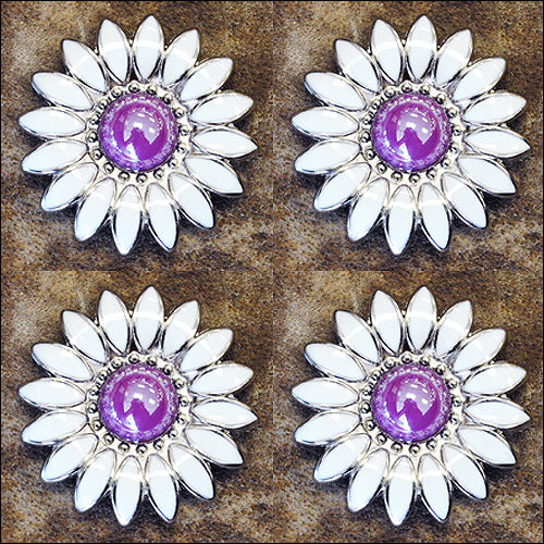 HILASON Western Screw Back Concho 1.25 Inch Purple White Floral Saddle Purple/White Color | Bridle Conchos Slotted