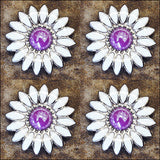HILASON Western Screw Back Concho 1.25 Inch Purple White Floral Saddle Purple/White Color | Bridle Conchos | Slotted Conchos
