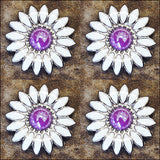 Western Screw Back Concho 1.25 In Purple White Floral Saddle Cowgirl