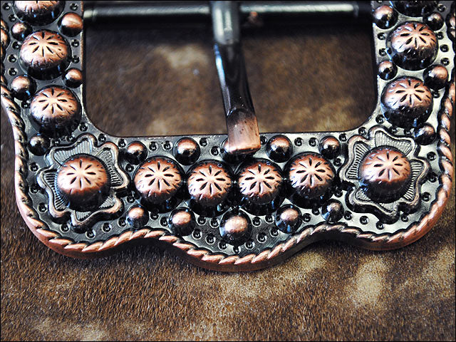 HILASON Western Screw Back Concho Copper Finished Belt Buckle With Rope Edge | Slotted Conchos