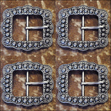 Western Screw Back Concho Silver Finished Belt Buckle With Rope Edge