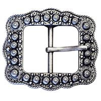 Western Screw Back Concho Silver Finished Belt Buckle With Rope Edge - Uhorse