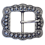 Set Of 2 W. Screw Back Concho Silver Ed Belt Buckle With Rope Edge – by Hilason – Cowboy and equestrian accessories