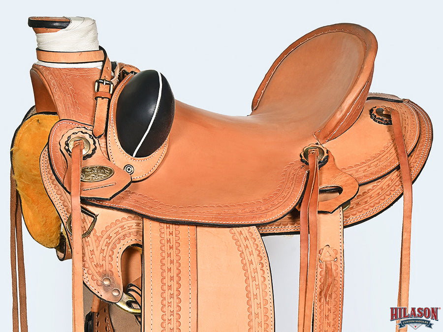 HILASON Western Horse Wade Saddle American Leather Ranch Roping Tan | Hand Tooled & For Horses