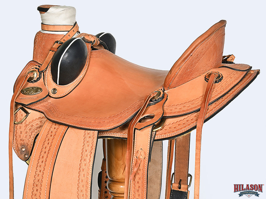 HILASON Western Horse Wade Saddle American Leather Ranch Roping Tan | Hand Tooled & For Horses