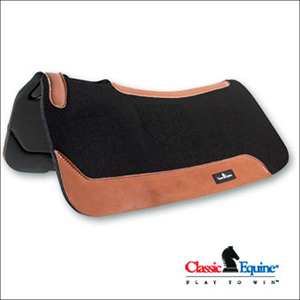 Black and tan wool saddle pad with leather trim - Uhorse