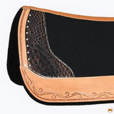 Hilason Western Wool Felt Horse Saddle Pad W/ Alligator Print Leather