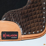 Hilason Western Wool Felt Horse Saddle Pad W/ Alligator Print Leather