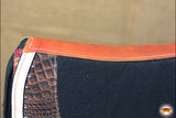 Hilason Western Wool Felt Horse Saddle Pad W/ Alligator Print Leather