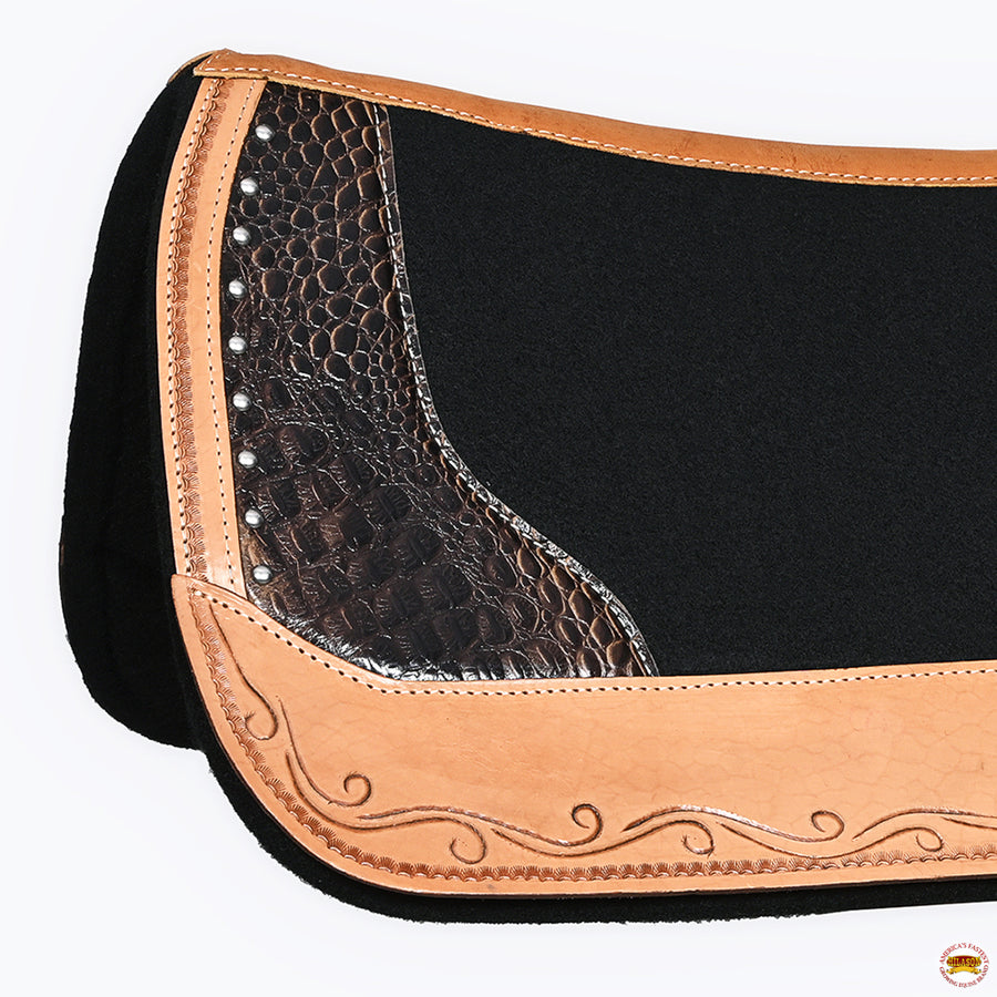 HILASON Western Wool Felt Horse Saddle Pad W/ Distressed Wear Leather | for Horses