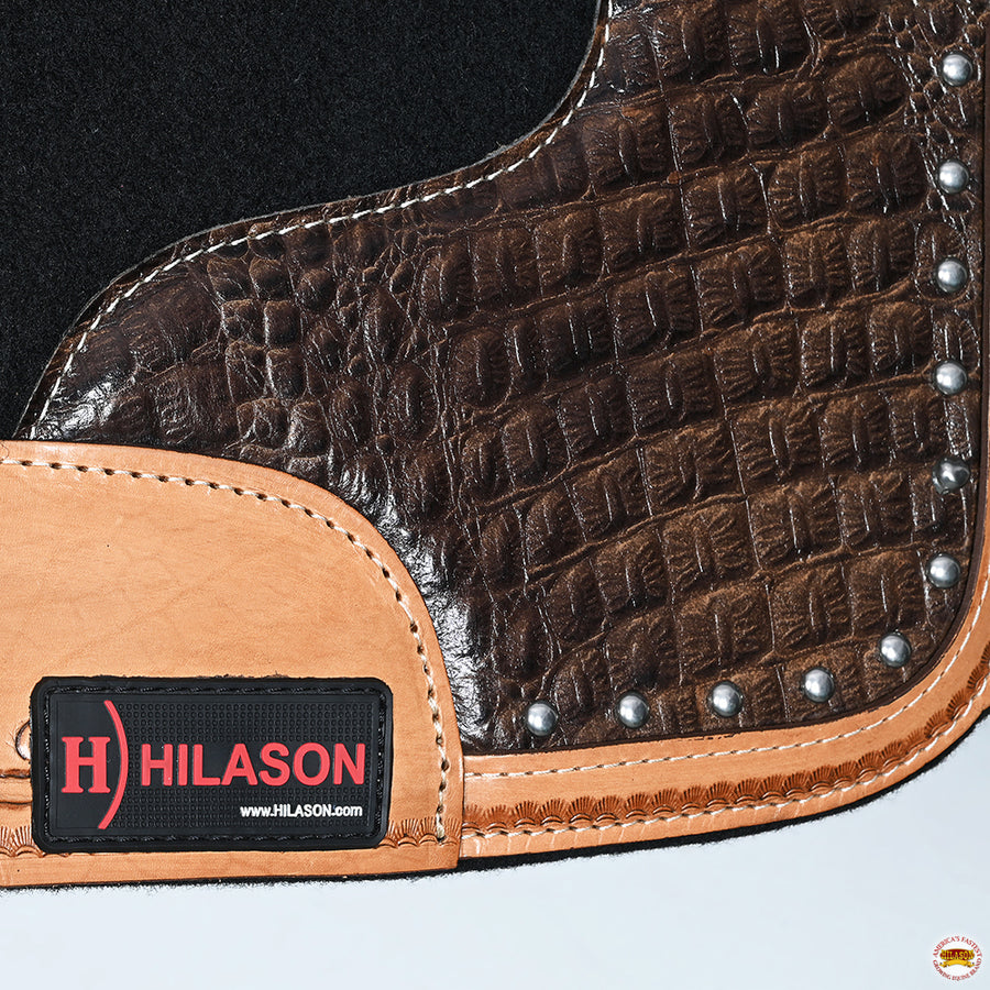 HILASON Western Wool Felt Horse Saddle Pad W/ Distressed Wear Leather | for Horses