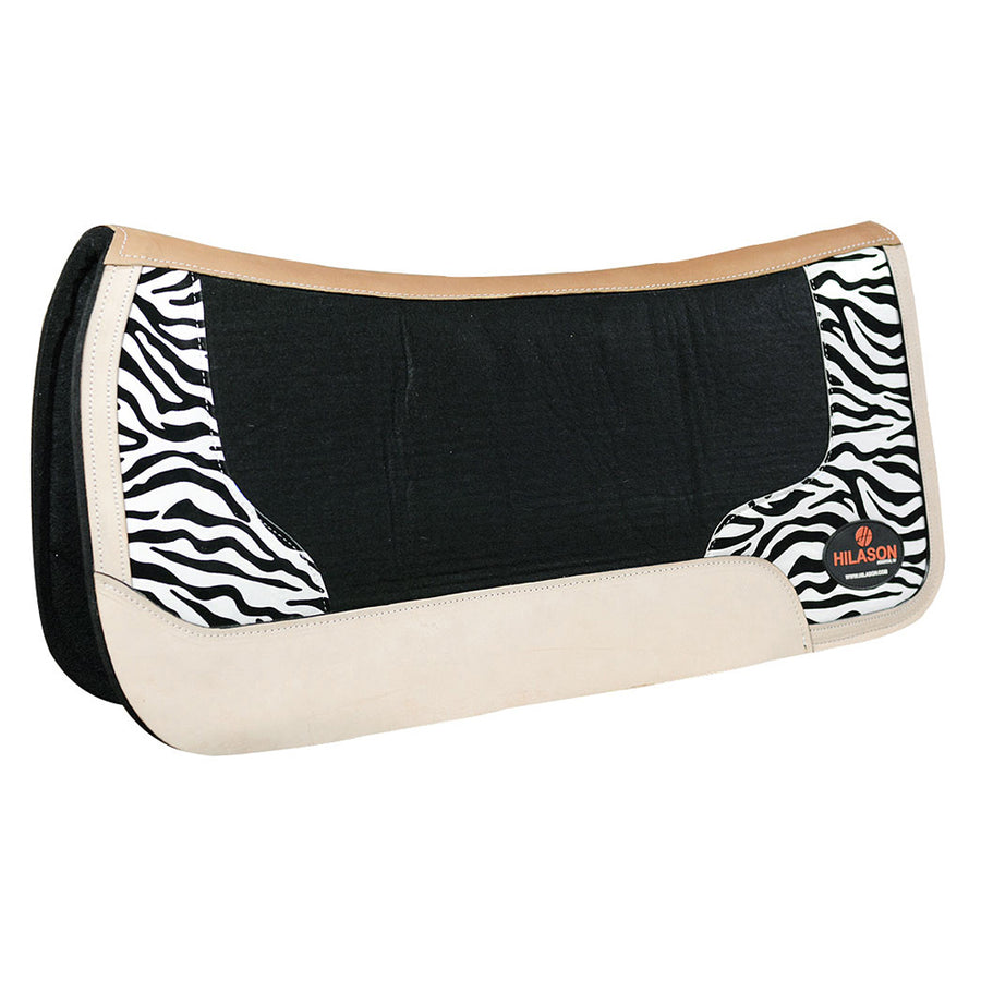 Hilason Western Wool Felt Horse Saddle Pad Zebra Print Leather - Uhorse