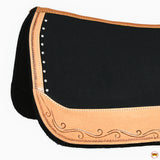 Hilason Western Wool Felt Horse Saddle Pad With Leather Border Black