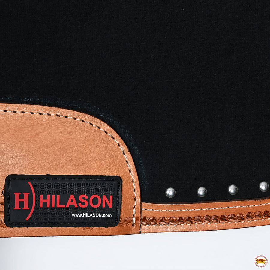 HILASON Western Wool Felt Horse Saddle Pad W/ Distressed Wear Leather | for Horses