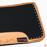 Hilason Western Wool Felt Horse Saddle Pad With Leather Border Black