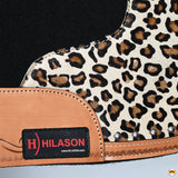 Hilason Western Wool Felt Horse Saddle Pad With Leopard Print Leather