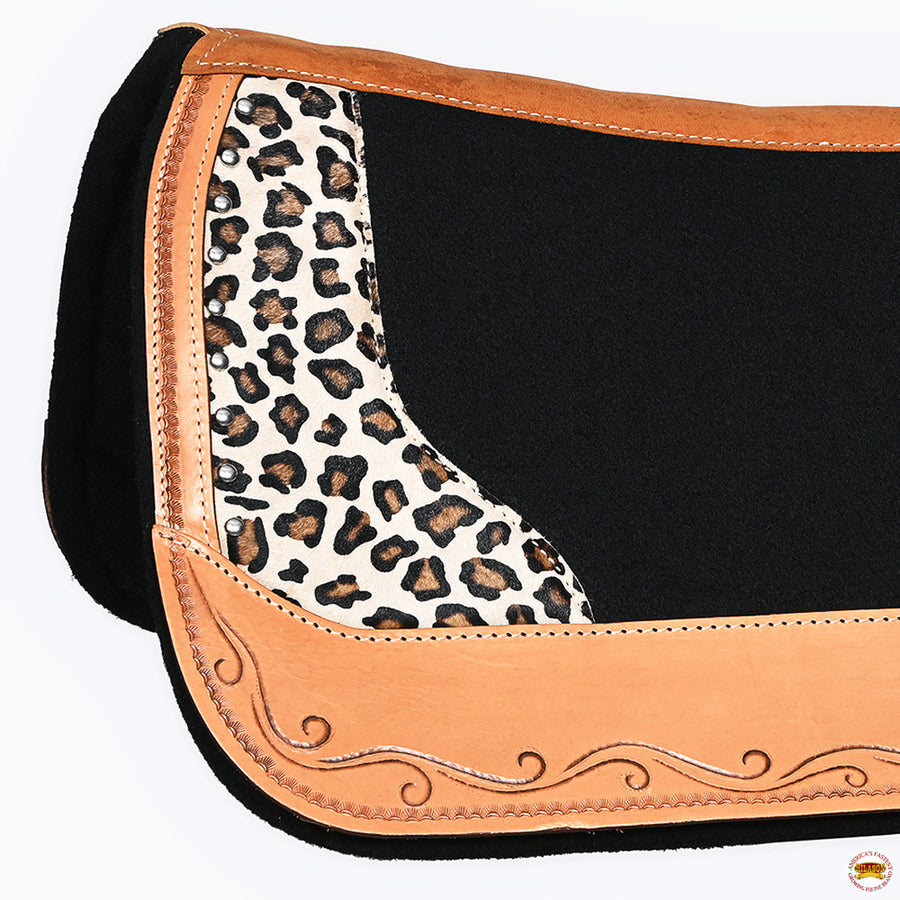 HILASON Western Wool Felt Horse Saddle Pad W/ Distressed Wear Leather | for Horses