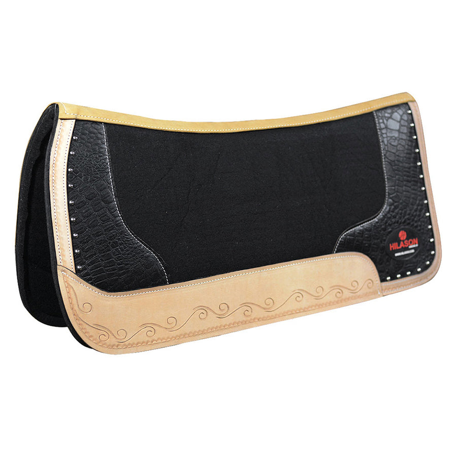 Hilason W. Wool Felt H. Saddle Pad W/ Alligator Print Leather – by Hilason – Cowboy and equestrian accessories