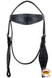 HILASON Western Horse Headstall Breast Collar Set Tack Genuine American Leather Barb Wire Black