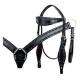 HILASON Western Horse Headstall Breast Collar Set Tack Genuine American Leather