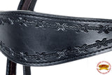 HILASON Western Horse Headstall Breast Collar Set Tack Genuine American Leather Barb Wire Black