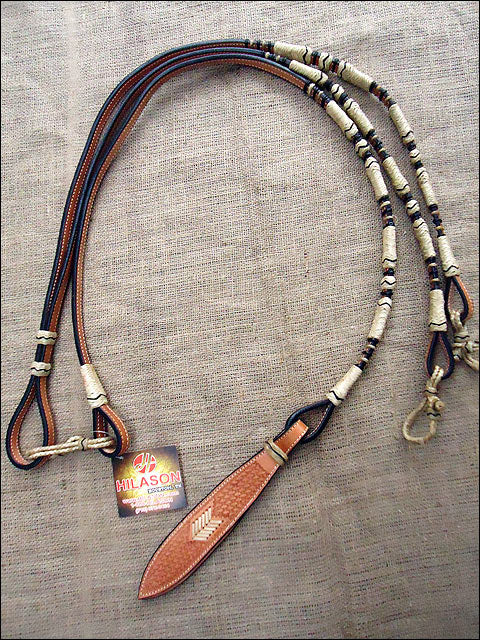 50 In Rawhide Romal Reins W. Braided Leather Show H. Tan Hilason – by Hilason – Cowboy and equestrian accessories