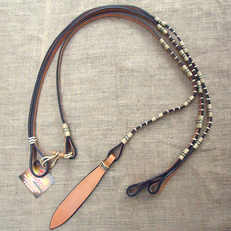 50 In Rawhide Romal Reins W. Braided Leather Show H. Tan Hilason – by Hilason – Cowboy and equestrian accessories