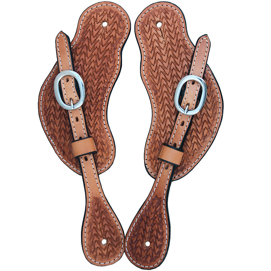 New Hilason W. Show Tk. Hand Tooled Leather Spur Straps Light Oil – by Hilason – Cowboy and equestrian accessories