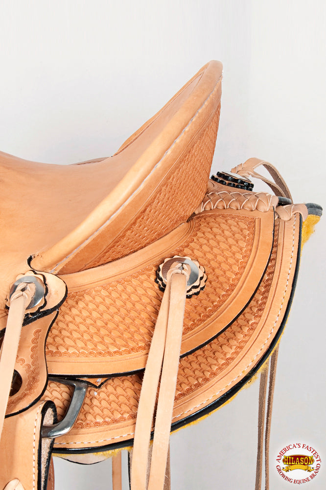 HILASON Western Horse Saddle American Leather Cowboy Trail Ranch Roping Tan | Hand Tooled Wade & For Horses