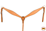 HILASON Western Horse Headstall Breast Collar Set Genuine American Leather Plain Tan | For Horses