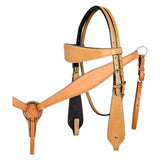 HILASON Western Horse Headstall Breast Collar Set Tack Genuine American Leather Plain Tan - Uhorse