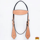 HILASON Western Horse Headstall Breast Collar Set Genuine American Leather Plain Tan | For Horses