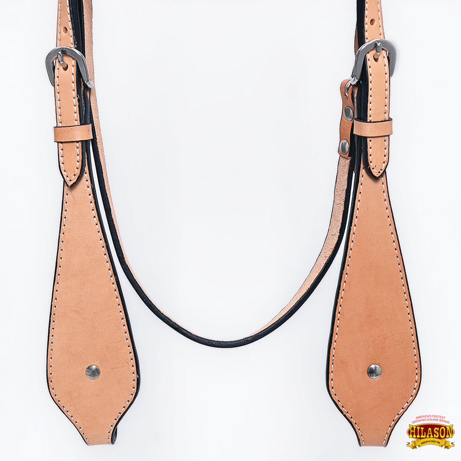 HILASON Western Horse Headstall Breast Collar Set Genuine American Leather Plain Tan | For Horses
