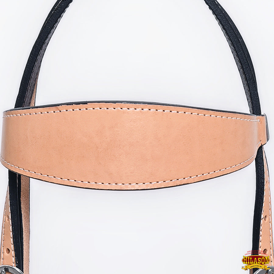 HILASON Western Horse Headstall Breast Collar Set Genuine American Leather Plain Tan | For Horses