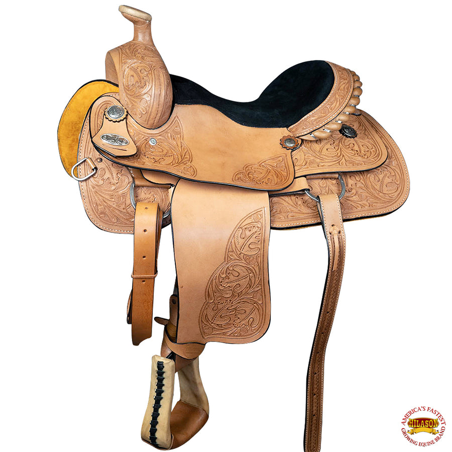 15 In W. H. Saddle American Leather Cowboy Trail Ranch Roping Tan by Hilason – Cowboy and equestrian accessories