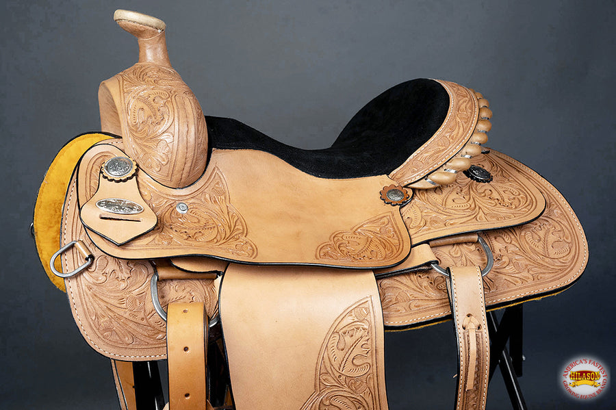 HILASON Western Horse Saddle American Leather Cowboy Trail Ranch Roping | Hand Tooled Wade & For Horses