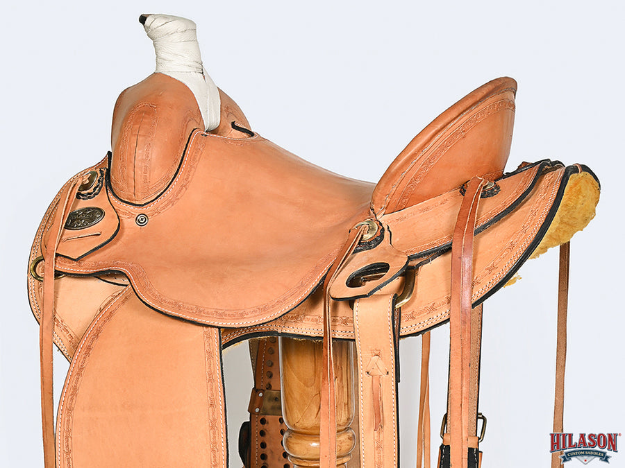 HILASON Western Horse Saddle American Leather Ranch Roping Trail Tan | Hand Tooled Wade & For Horses
