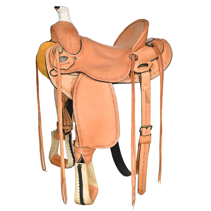 17 In Western Horse Saddle American Leather Ranch Roping Trail Hilason Tan - Uhorse