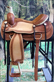 Hilason Western Hand Tooled Leather Cowboy Wade Ranch Roping Saddle Tan
