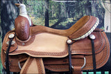 16" Hilason Western Hand Tooled Leather Cowboy Wade Ranch Roping Saddle Tan