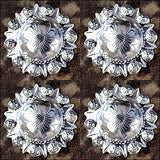 HILASON Western Screw Back Concho Silver Finish Floral Saddle Bling Silver Color | Bridle Conchos | Slotted Conchos