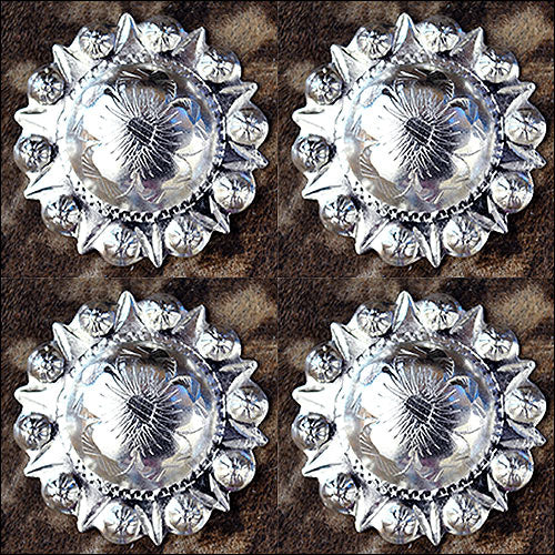 HILASON Western Screw Back Concho Silver Finish Floral Saddle Bling Color | Bridle Conchos Slotted
