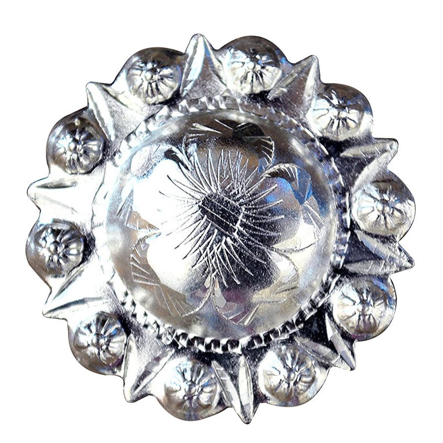 Set Of 32 Western Screw Back Concho Silver Finish Floral Saddle Bling - Uhorse