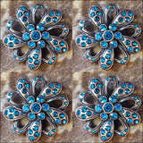 Western Screw Back Concho Antique Copper Finish Floral Bling Crystal