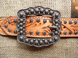 Ps123Cn139F- Hilason Western Leather Spur Straps Tan W/ Antique Copper Buckle